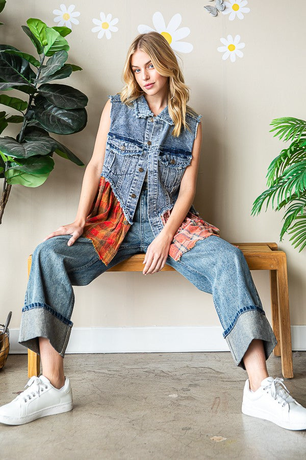 Oli & Hali Washed Denim Vest Top