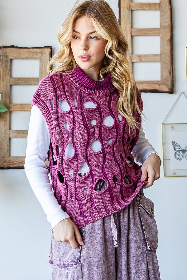 Oli & Hali Mineral Washed Sweater Vest Top