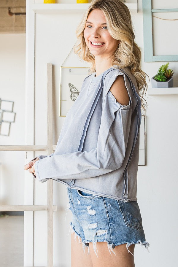 Oli & Hali Mineral Washed Cold Shoulder Top