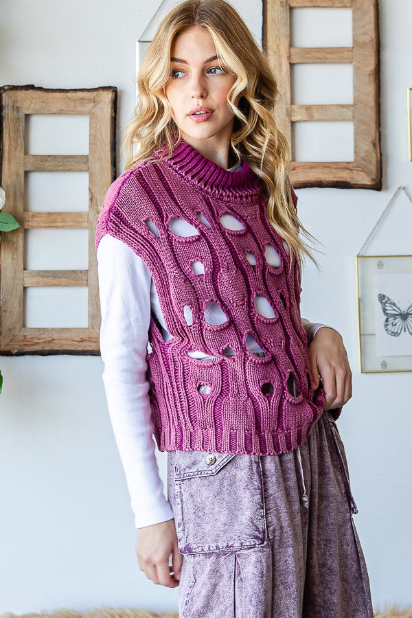 Oli & Hali Mineral Washed Sweater Vest Top