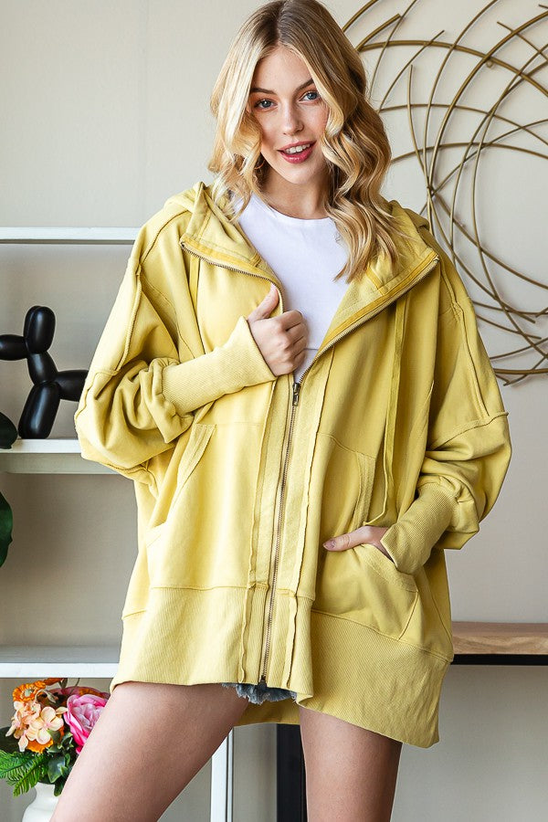 Oli & Hali Washed Hood Zip Up Jacket