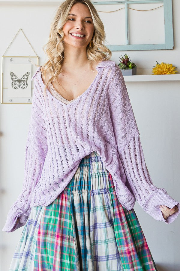 Oli & Hali Long Sleeve V Neck Sweater Top