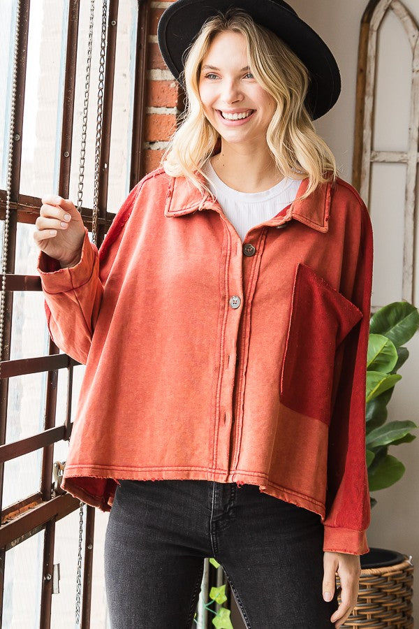 Oli & Hali Washed Button Closure Jacket