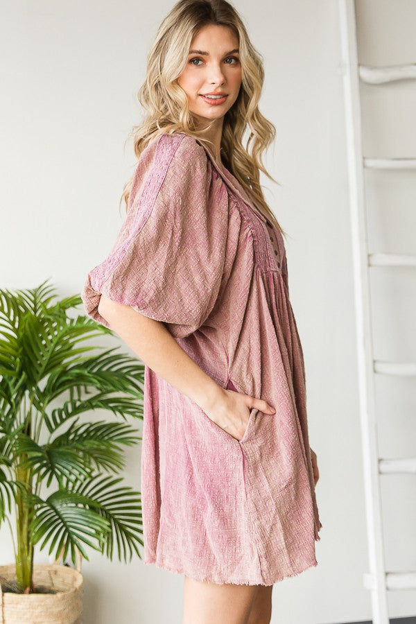Oli & Hali Mineral Washed Lace Detail Tunic Top