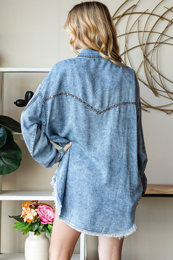 Oli & Hali Mineral Washed Western Shirt Top