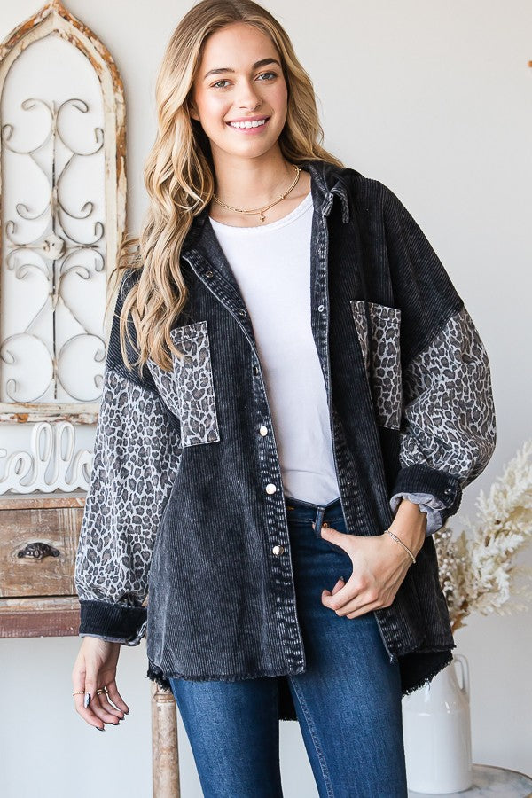 Oli & Hali Mineral Washed Leopard Print Jacket