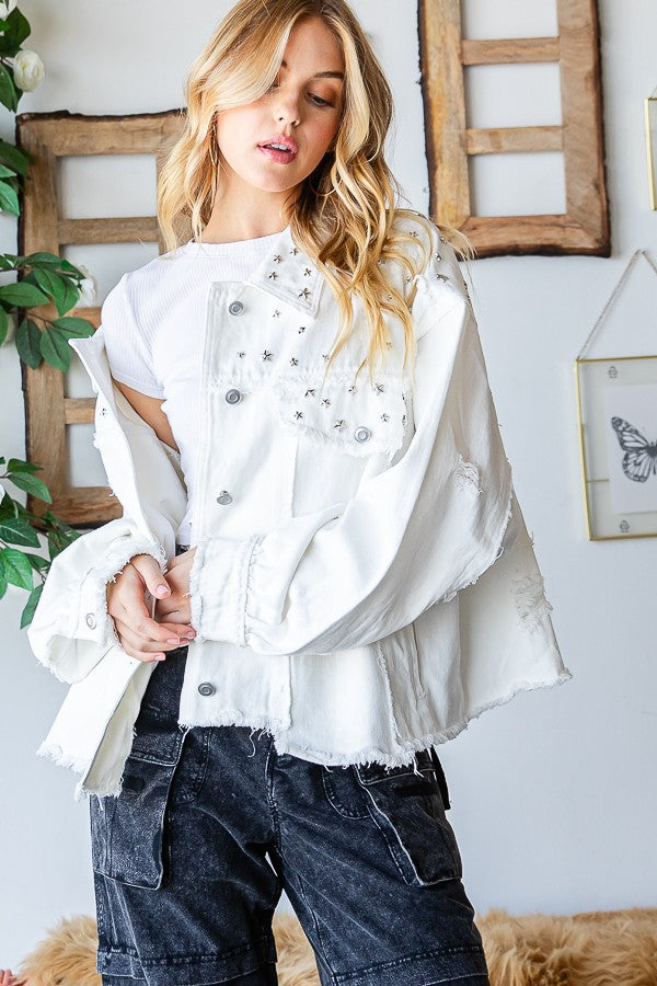 Oli & Hali Stone On Shouder Color Denim Jacket