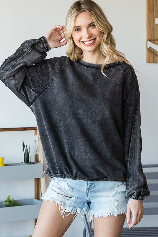 Oli & Hali Mineral Washed Side-Tie Pullover Top