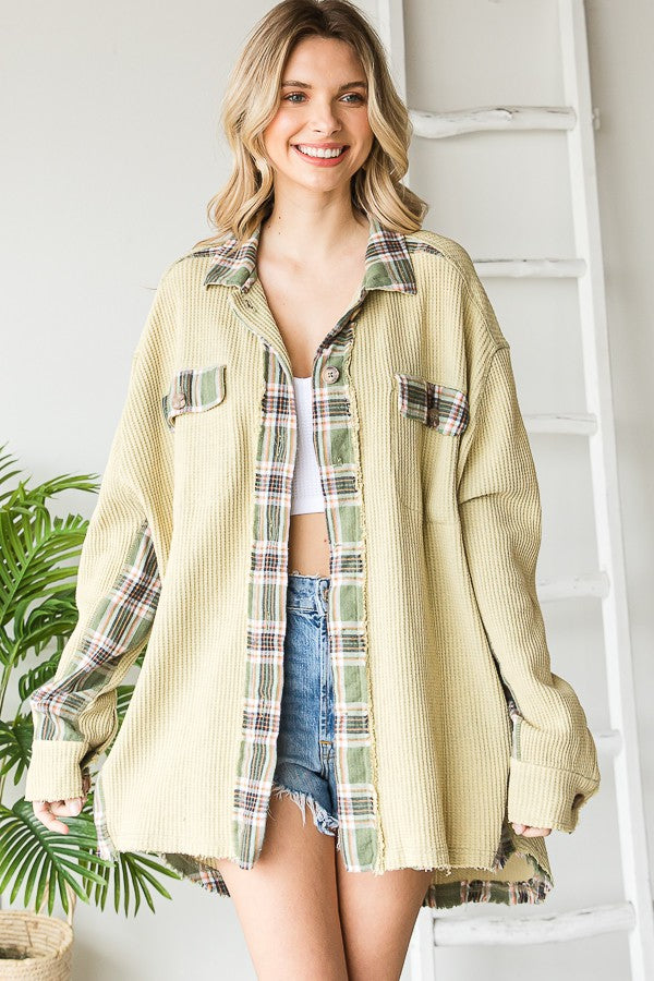 Oli & Hali Washed Waffle Thermal Knit Jacket