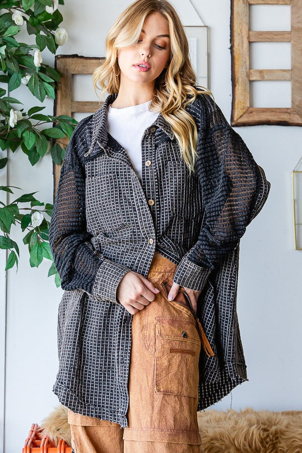 Oli & Hali Washed Fabric Mixed Shirt Top