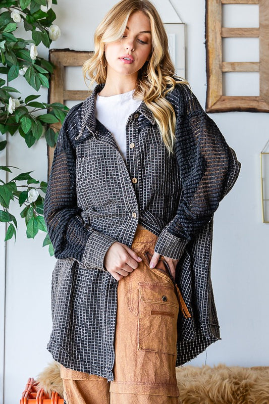 Oli & Hali Washed Fabric Mixed Shirt Top