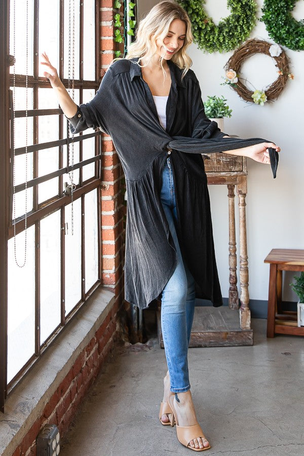 Oli & Hali Mineral Washed Tie Front Top