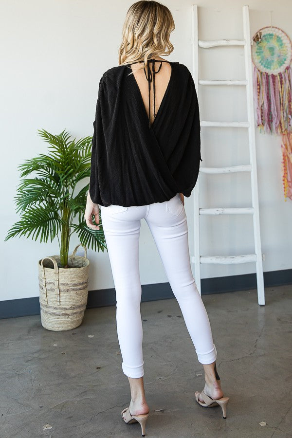 Oli & Hali Ruched Shoulder Overlap Top