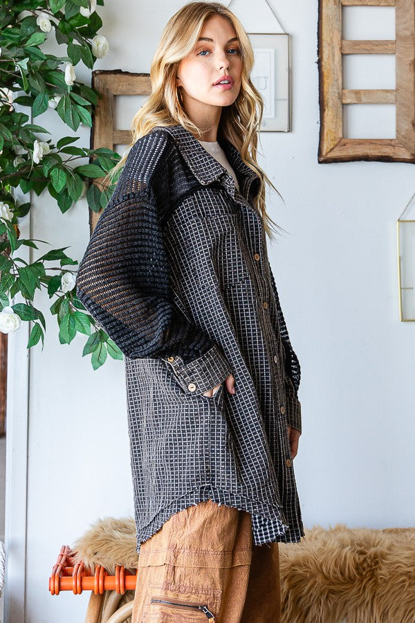 Oli & Hali Washed Fabric Mixed Shirt Top