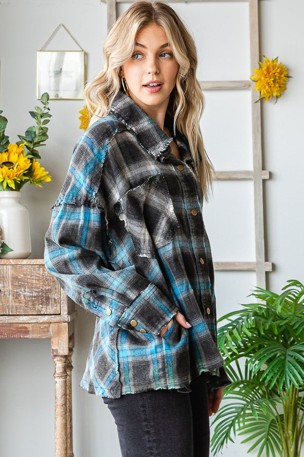 Oli & Hali Multi Color Plaid Shirt Jacket