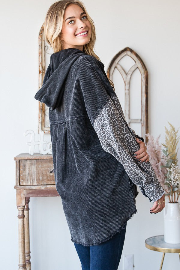 Oli & Hali Mineral Washed Leopard Print Jacket