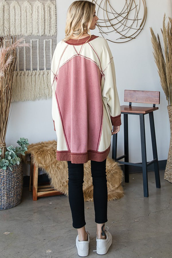 Oli & Hali Mineral Washed Color Block Loose Fit Top