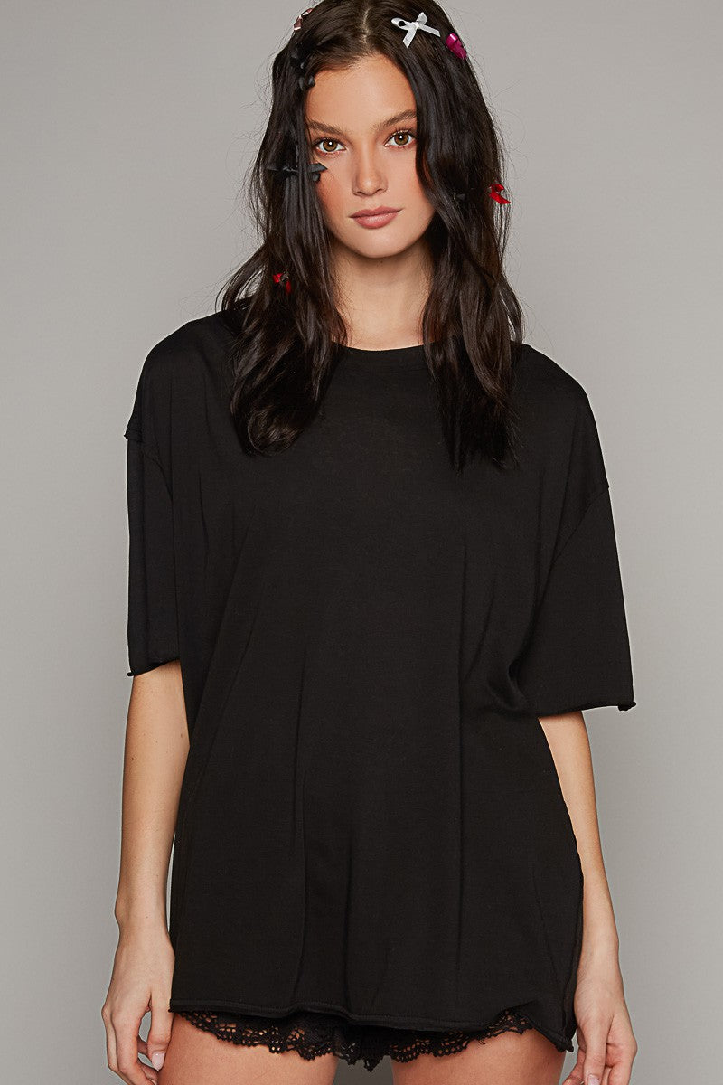 POL Round Neck Short Sleeve Basic Solid Top