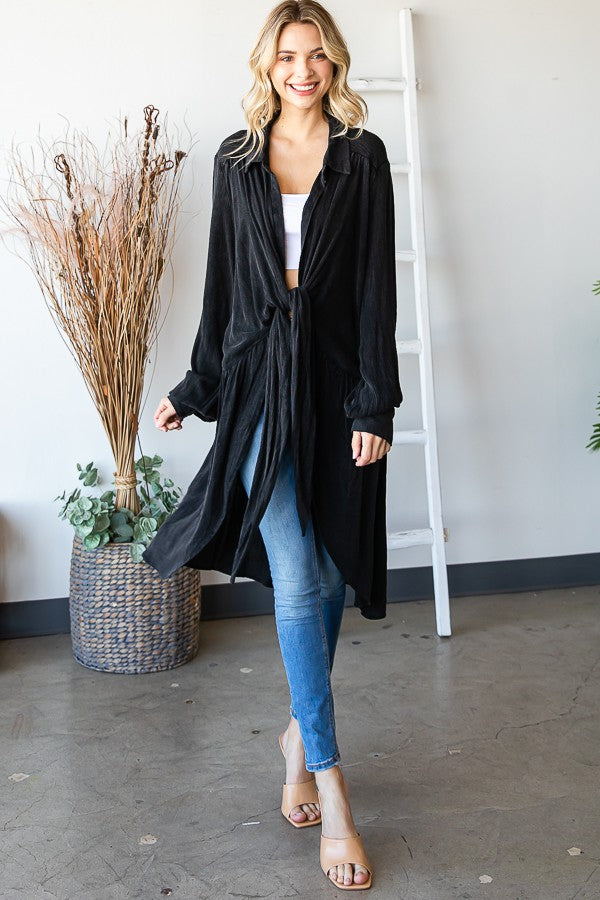 Oli & Hali Mineral Washed Tie Front Top