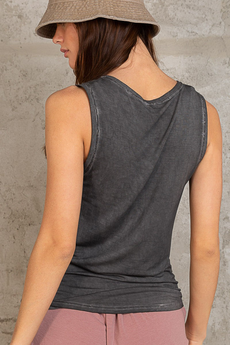 POL Sleeveless Henley Front Fitted Casual Knit Top