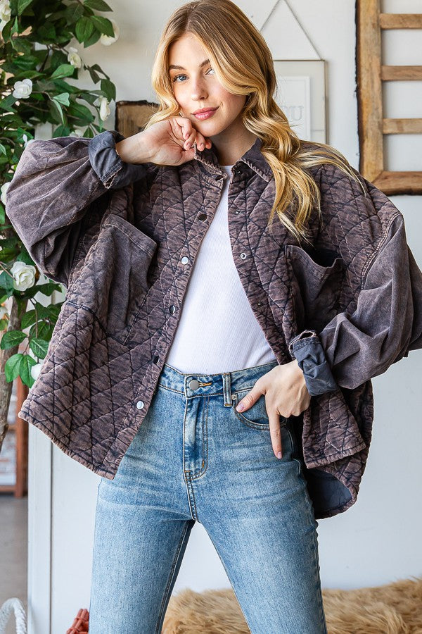 Oli & Hali Corduroy Mineral Washed Shacket Jacket