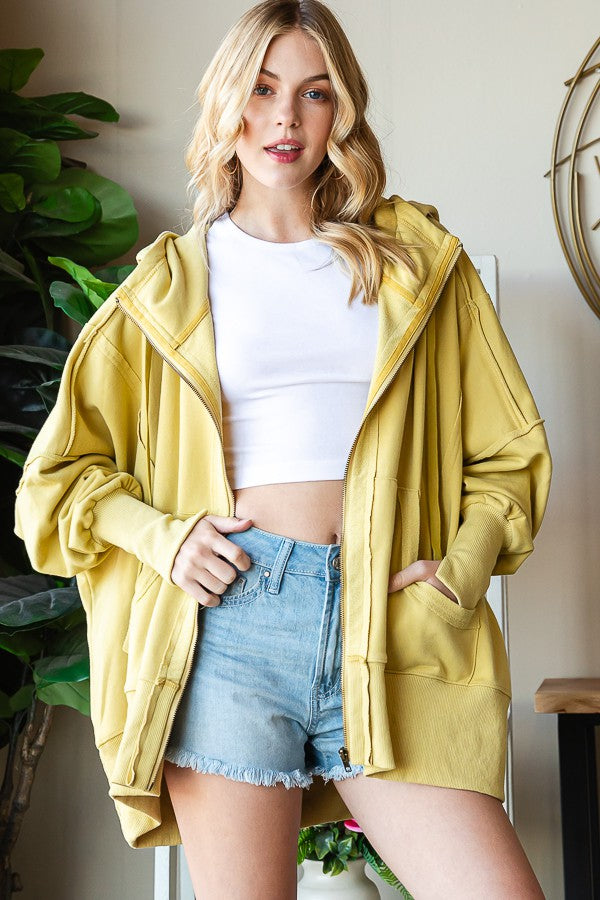 Oli & Hali Washed Hood Zip Up Jacket