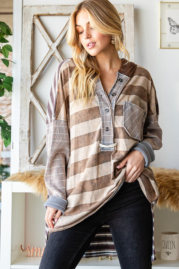 Oli & Hali Mineral Wasehd Stripe Tee Top