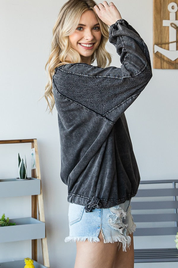 Oli & Hali Mineral Washed Side-Tie Pullover Top