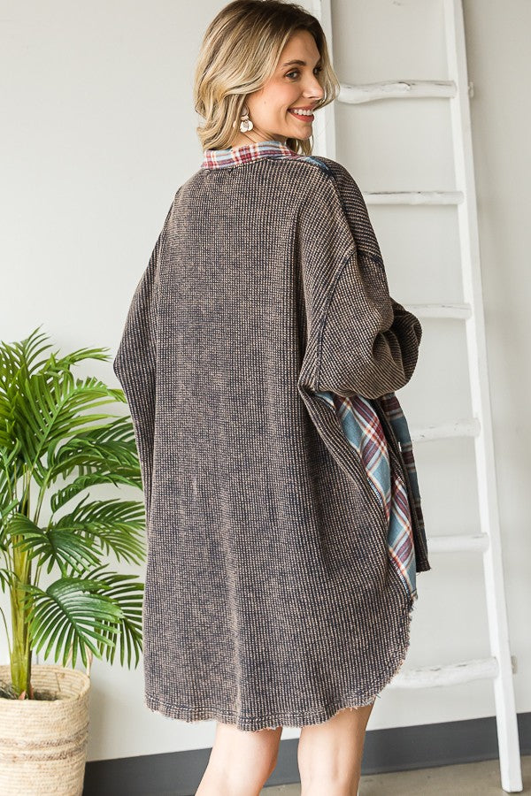 Oli & Hali Washed Waffle Thermal Knit Jacket