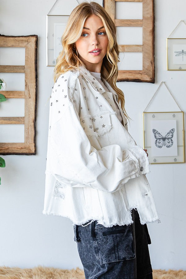 Oli & Hali Stone On Shouder Color Denim Jacket