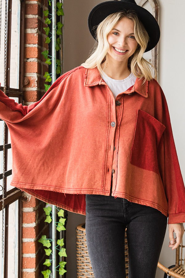 Oli & Hali Washed Button Closure Jacket