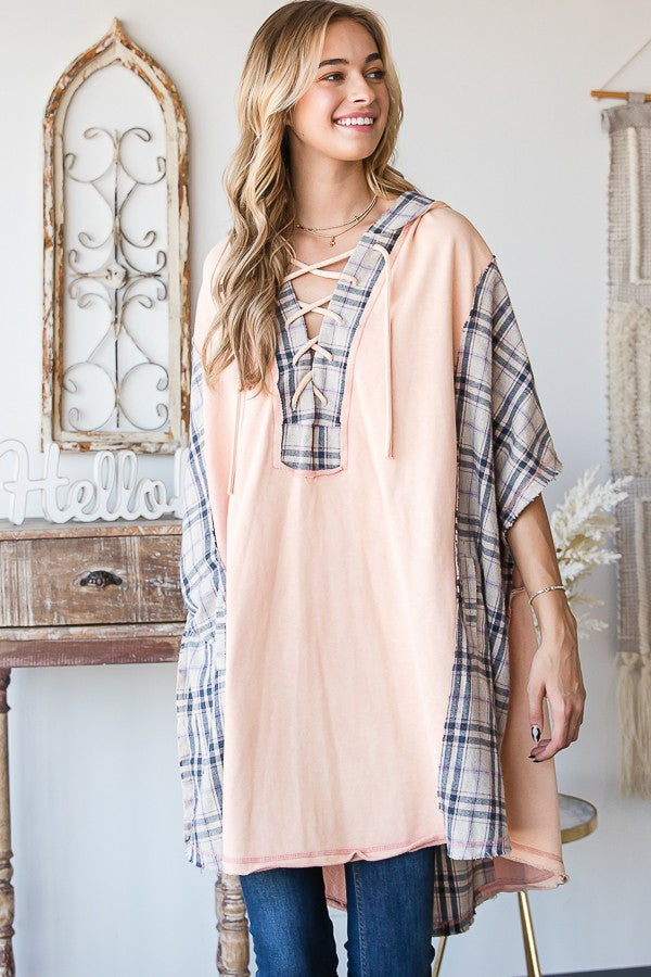 Oli & Hali Mineral Washed Mix Match Plaid Pocketed Top