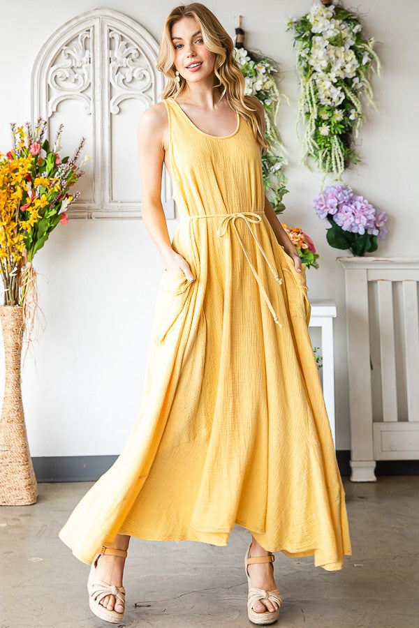 Oli & Hali Washed Sleeveless Oversized Pockets Dress