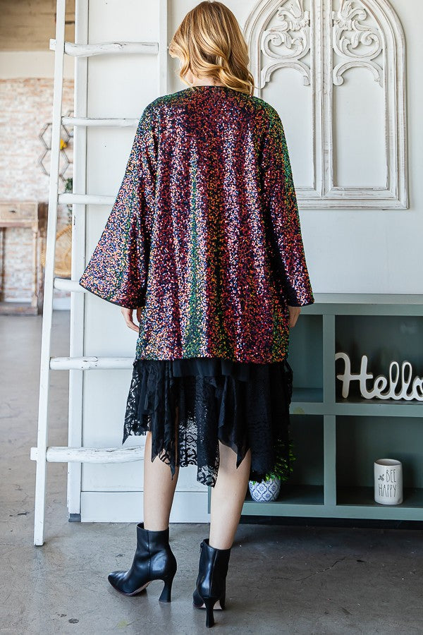 Oli & Hali Open Front Sequin Kimono Jacket