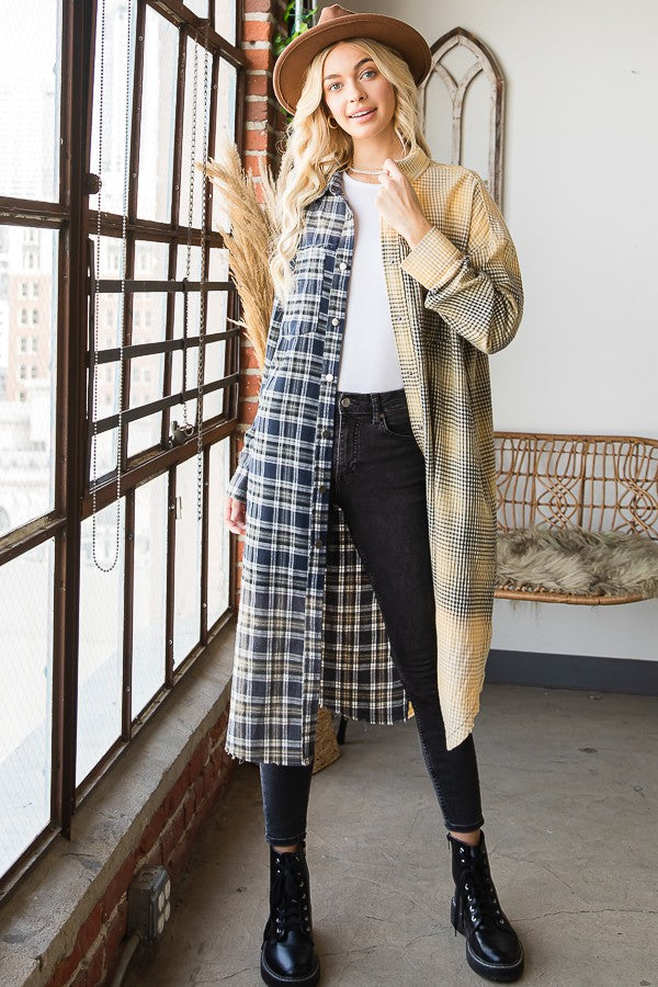 Oli & Hali 

Bleeched Plaid Mixed Long Shirts 

Top