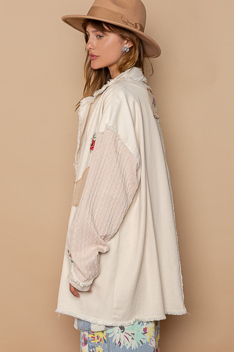 POL Long Sleeve Color Block Over Fit Long Sleeve Over Fit Jacket - Roulhac Fashion Boutique