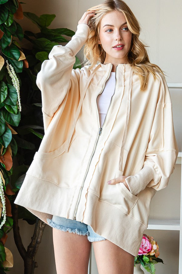 Oli & Hali Washed Hood Zip Up Jacket