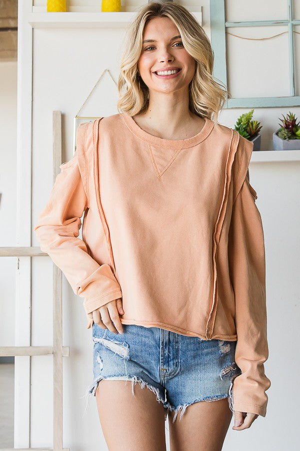 Oli & Hali Mineral Washed Cold Shoulder Top