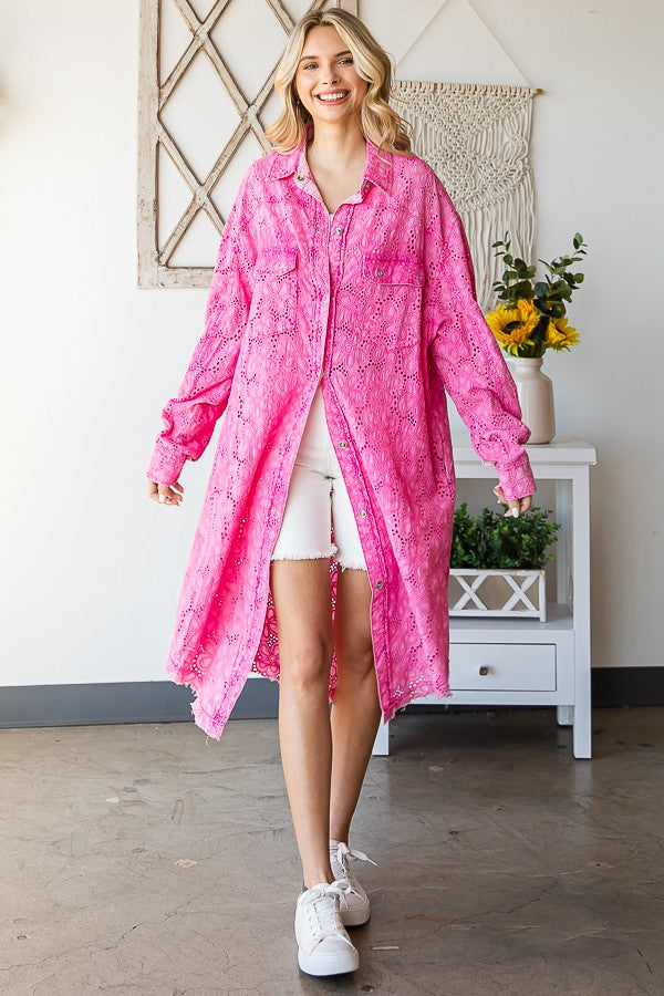 Oli & Hali Washed Eyelet Longline Jacket