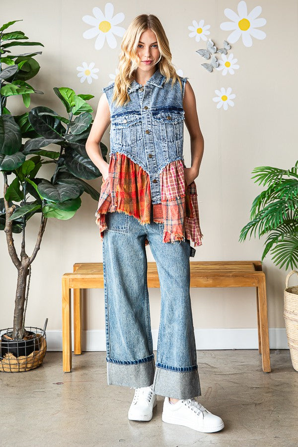 Oli & Hali Washed Denim Vest Top