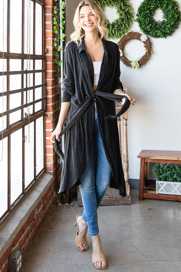 Oli & Hali Mineral Washed Tie Front Top