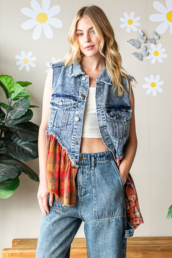 Oli & Hali Washed Denim Vest Top
