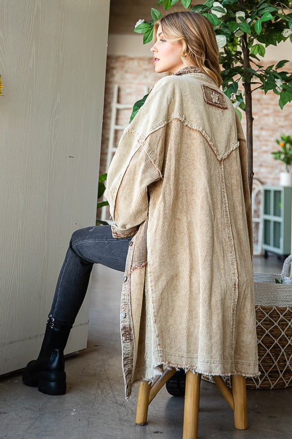 Oli & Hali Washed Colorblocked Oversized Jacket