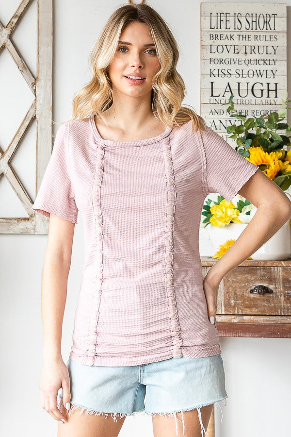 Oli & Hali Washed Cinched Short Sleeve Top