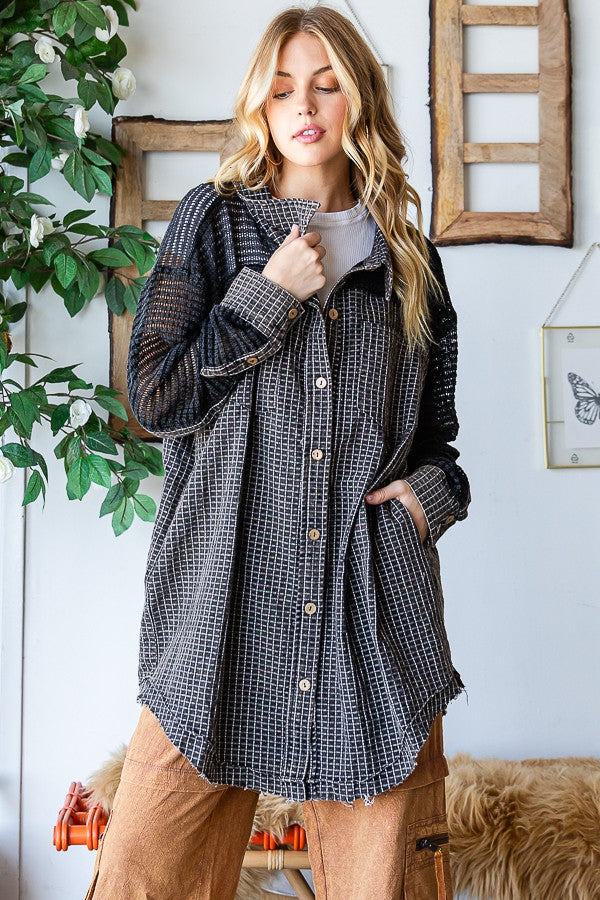 Oli & Hali Washed Fabric Mixed Shirt Top