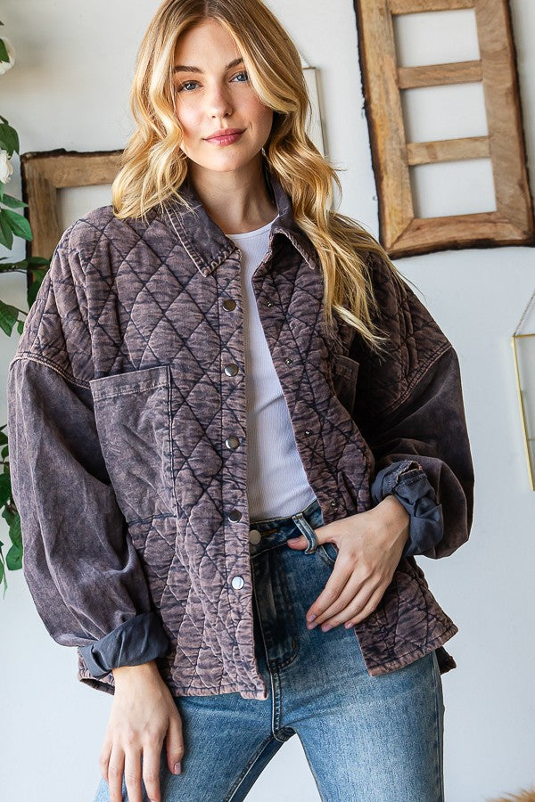 Oli & Hali Corduroy Mineral Washed Shacket Jacket