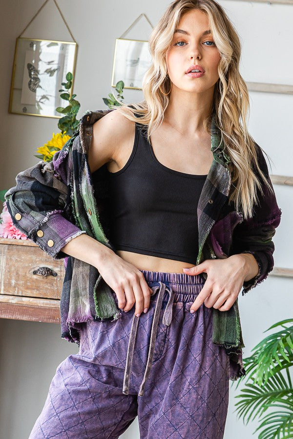 Oli & Hali Multi Color Dyed Buffalo Check Shirt Top