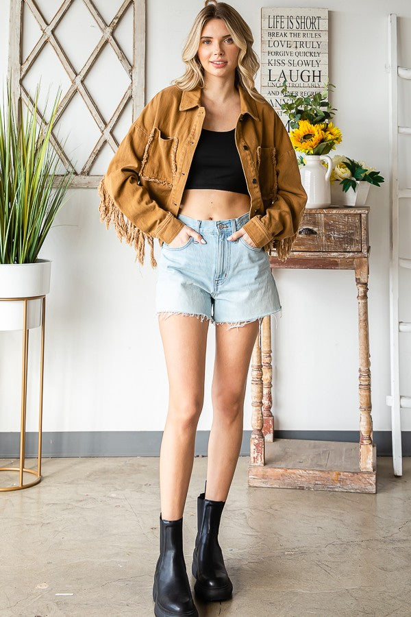 Oli & Hali Washed Solid Twill Jacket