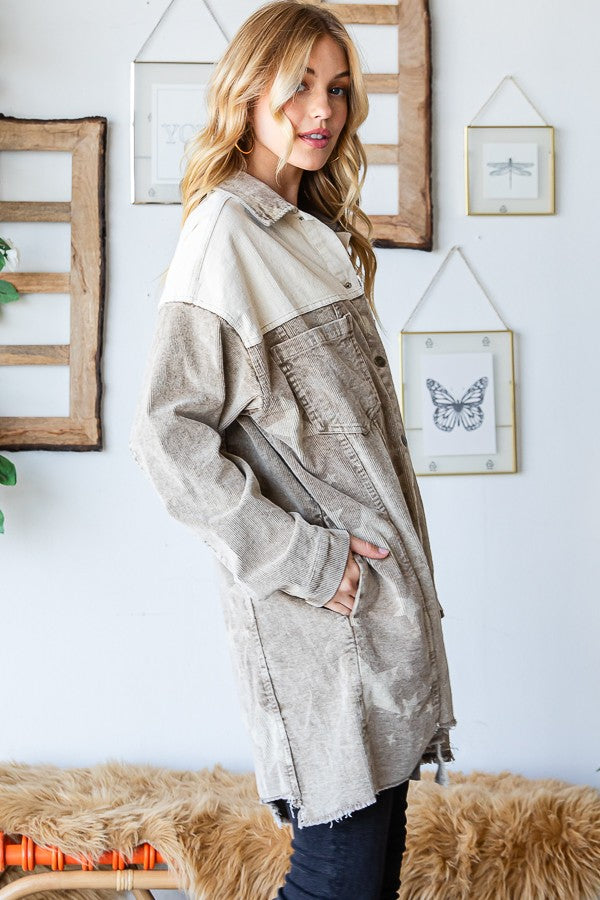 Oli & Hali Mineral Washed Star Print Distressed Jacket