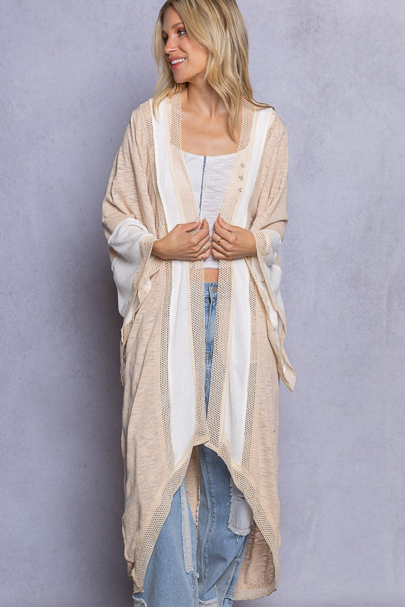 POL Slub Open Front Cardigan Tunic Sweater Top